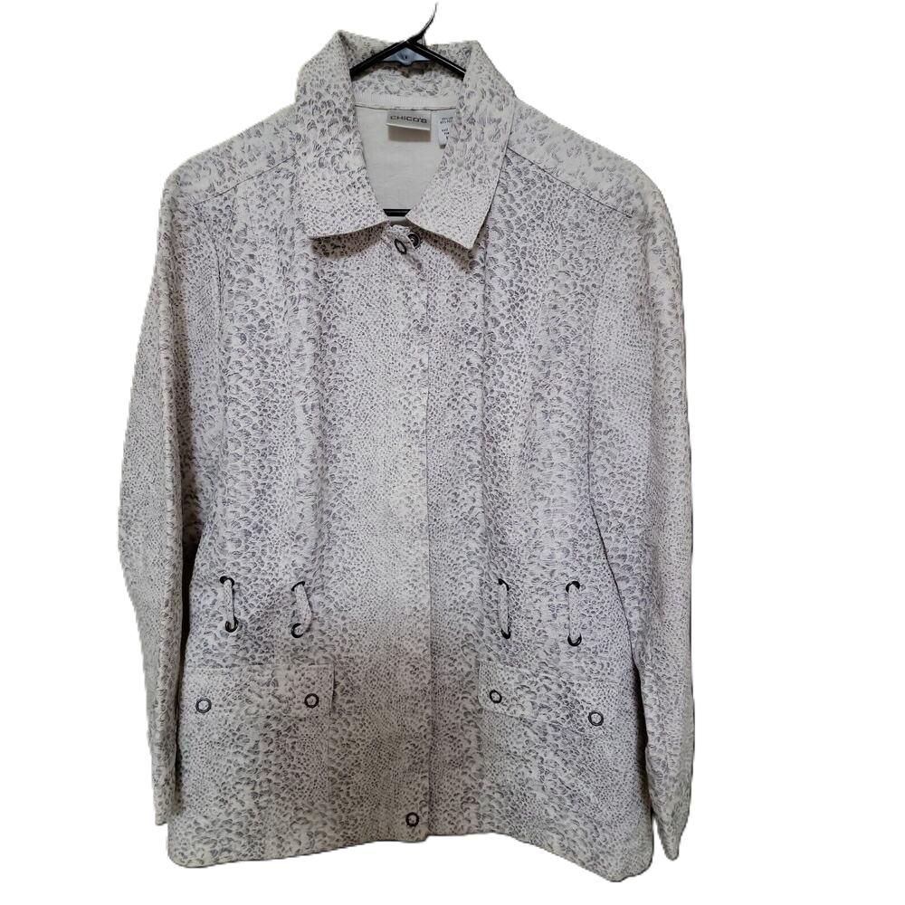chicos women's blazer jacket size 3 xlarge con cremallera y broches en su frente